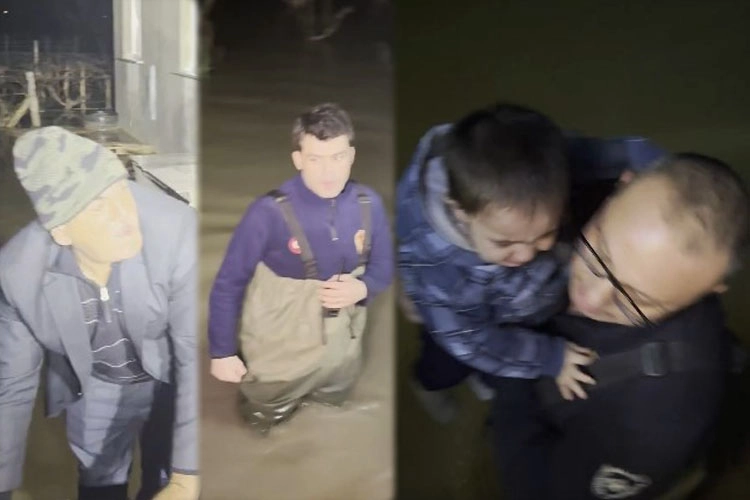 Selde kalan 11 kişilik aile kurtarıldı Manisa'da etkili olan kuvvetli